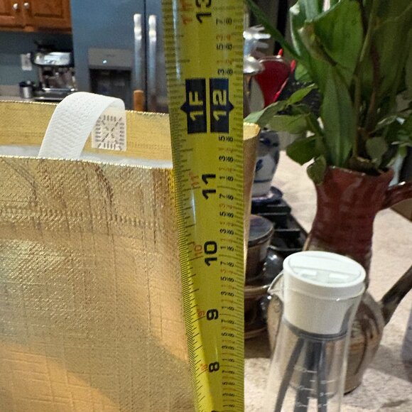 12" x 11" Gold Shopping Bag, Thin but Sturdy Canvas - Picture 5 of 5